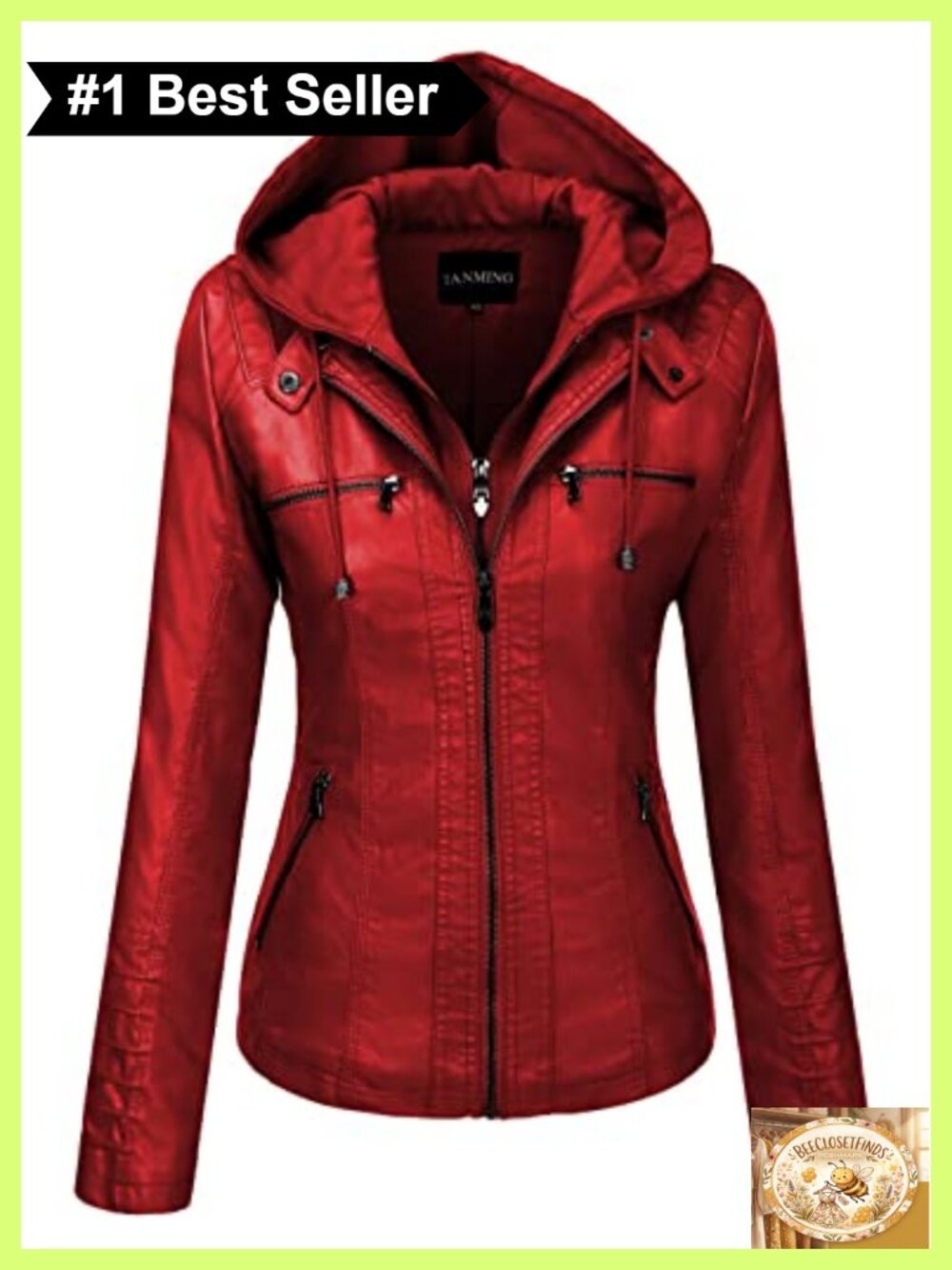 Faux Leather Jacket Hooded Moto Biker Coat